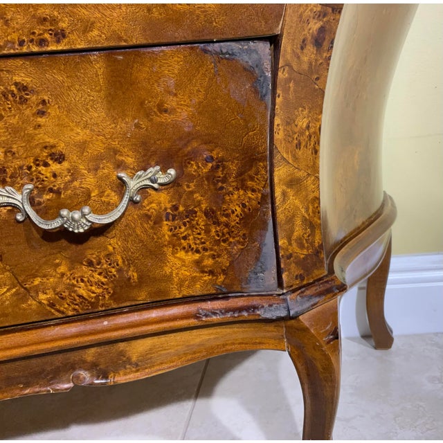 Beautiful 1970 chest and drawers hand crafted and carved from wood , probably Olive wood Venere top and three sides.. The...