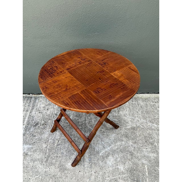 Vintage Split Bamboo Folding Table For Sale - Image 9 of 12