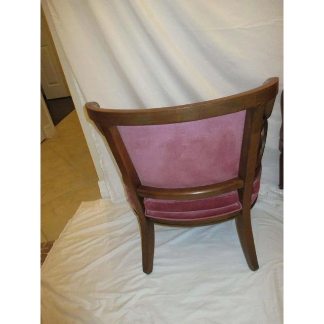 Vintage Hollywood Regency Velvet Barrel Back Circle Armchairs - a Pair For Sale - Image 4 of 5