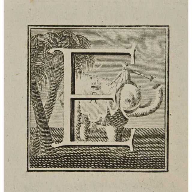 Luigi Vanvitelli, Letter of the Alphabet E, Etching, 18th Century For Sale