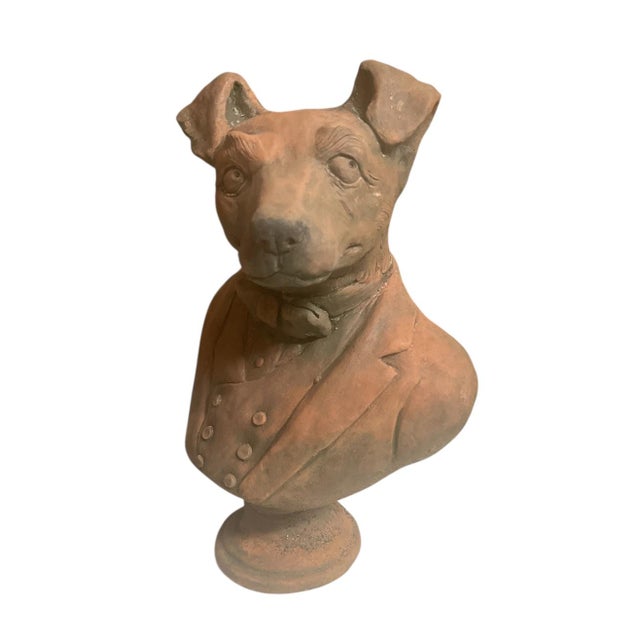 Add a touch of whimsical sophistication to your library or entryway with this impressive anthropomorphic dog bust. Crafted...