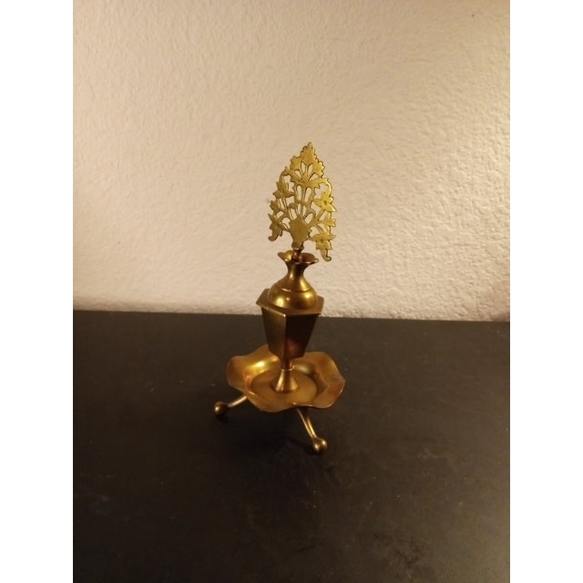 1980s Solid Brass Ornate Vanity Perfume Kohl Holder For Sale - Image 9 of 10