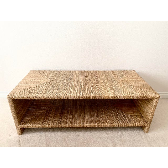 Pottery Barn Malibu Rectangular Seagrass Woven Coffee Table Excellent Mint Condition For Sale - Image 15 of 15