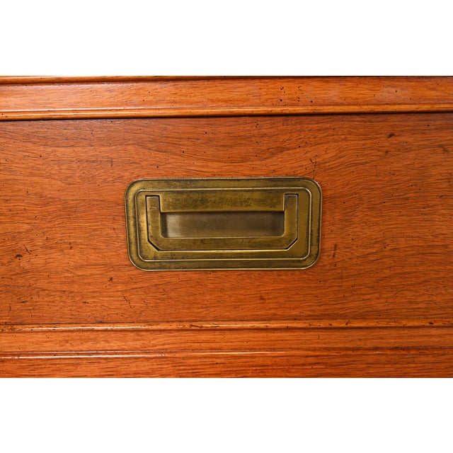 Brown Baker Furniture Hollywood Regency Campaign Walnut Dresser or Credenza For Sale - Image 8 of 12