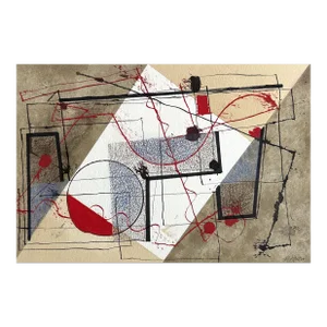 Contemporary Abstract Mixed Media on Paper Painting "Metrographic II No.8" by Jeremy Annear