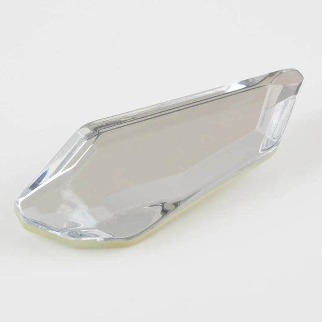 1980s Kaso Silver Mirror Effect Ice Cube Acrylic Asymmetric Brooch For Sale - Image 5 of 9