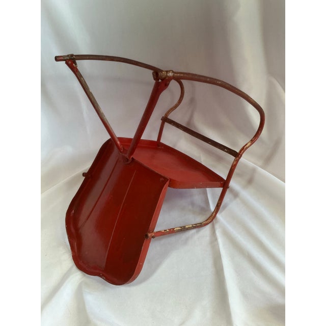Rare Vintage John Gordon Rideout Red Clamshell Metal Child's Chair For Sale - Image 9 of 11