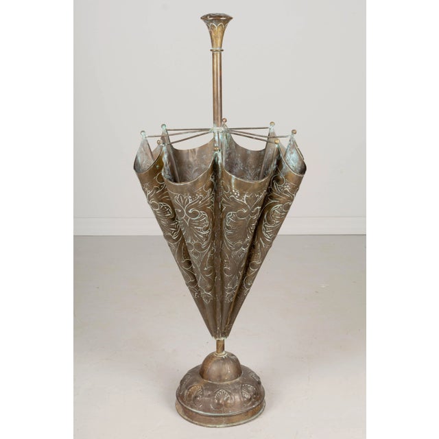 French Embossed Brass Umbrella Stand For Sale - Image 12 of 12