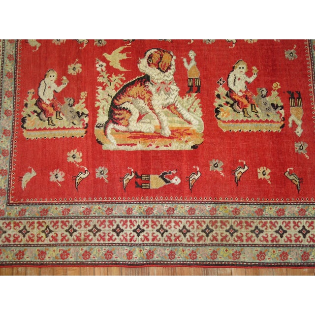 Antique Zabihi Collection Pictorial Dog Animal Karabagh Rug - 3'9" x 6'2" For Sale - Image 9 of 10