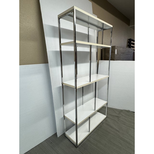 Modern Modern White + Chrome Etagere For Sale - Image 3 of 12