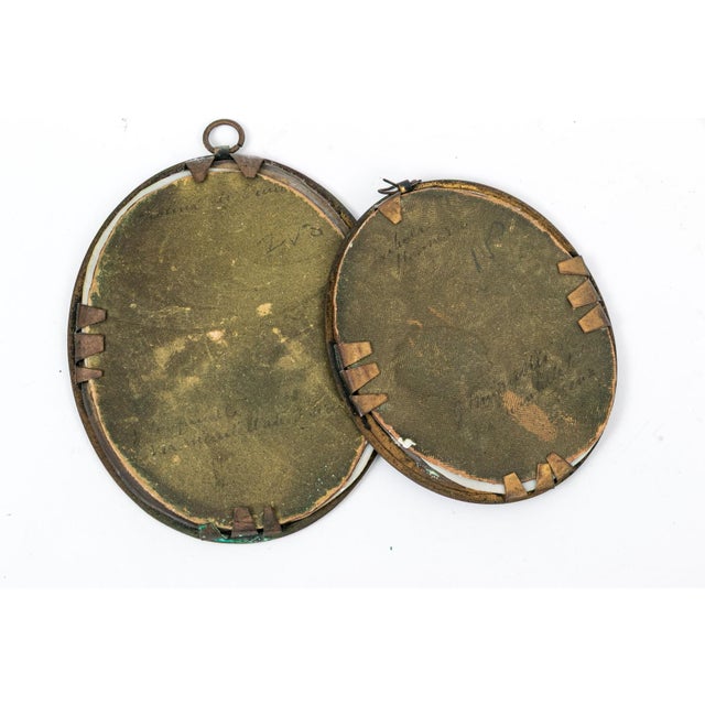 Pair Of Antique Hand-Painted Miniature Portraits After Masters Add a touch of historic grandeur and intimate...