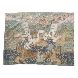 French Aubusson Style Screen-Printed by Hand Tapestry winged Stags, 1950s For Sale