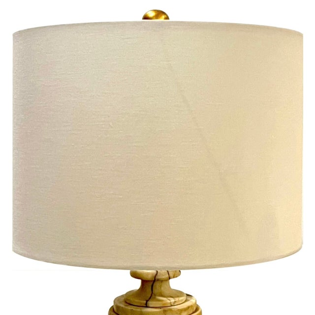 1920's Carved Alabaster Urn Table Lamp - Newly Wired - New Shade For Sale - Image 6 of 12