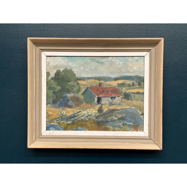 E. Johansson, Landscape, 1950s, Oil on Board, Framed For Sale - Image 9 of 9