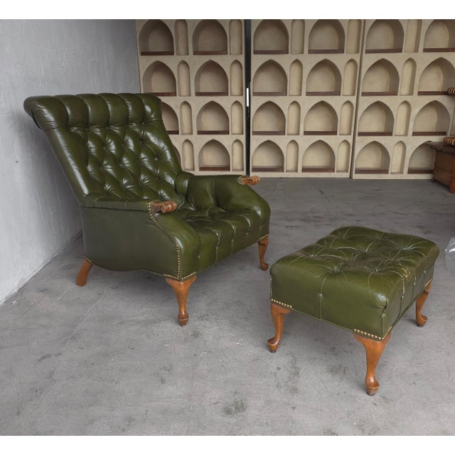 Perfect example of an original Sleepy Hollow Chair and Ottoman. The tufted leather, chesterfield style oozes man cave,...