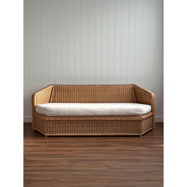 1970s Vintage Brown Jordan Braided Wicker Sofa For Sale - Image 5 of 18