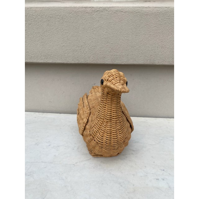 Mid-Century Modern French Mid-Century Wicker Duck For Sale - Image 3 of 7