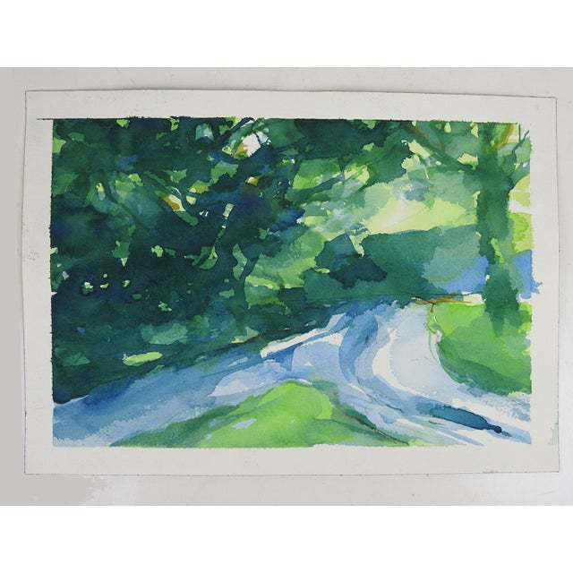 Late 20th Century Impressionist House and Landscape Watercolor Painting For Sale - Image 4 of 4