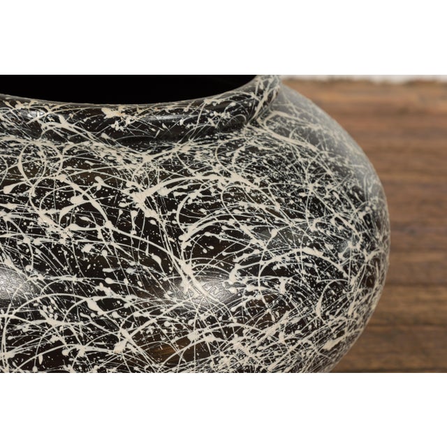 Prem Collection Artisan Made Black and White Planter with Dripping Décor For Sale - Image 9 of 12