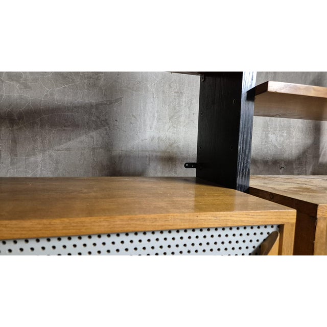Vintage Czechoslovak Modular Wall Unit with Veneer Cabinets and Black Wooden Supports, 1970s For Sale - Image 10 of 13