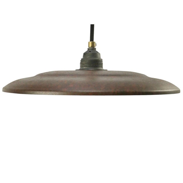 1950s Vintage Industrial Rust Iron Pendant Lamp For Sale - Image 5 of 6