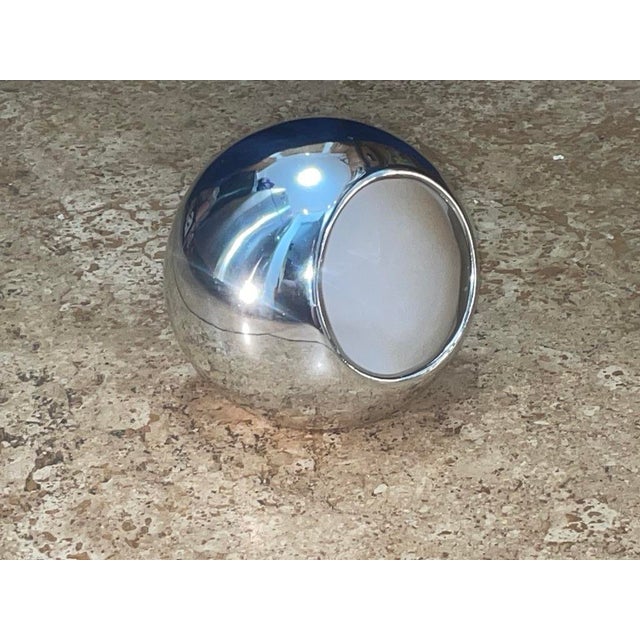 1960s Mid-Century Modern Space Age Chrome Sphere Ashtray With Ceramic Lining For Sale - Image 5 of 5