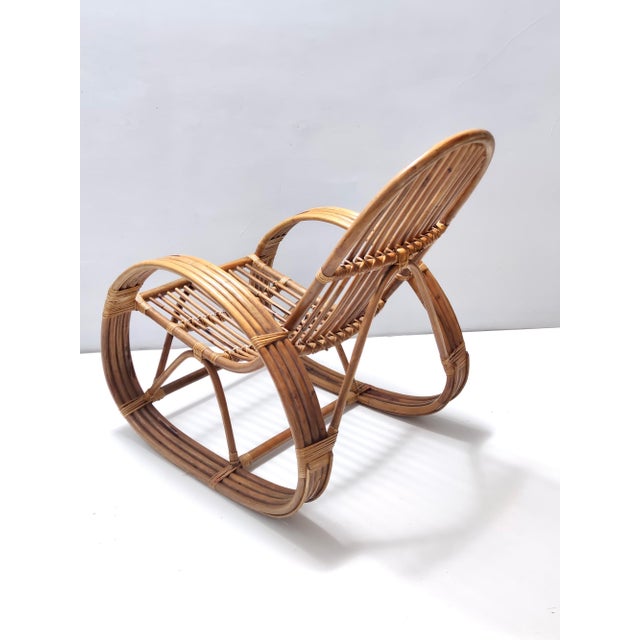 Red Vintage Bamboo Rocking Chair, 1970s For Sale - Image 8 of 11
