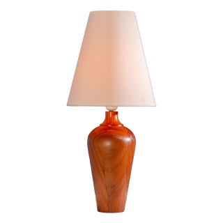 Vintage Wooden Table Lamp with Cone Lampshade, 1970s For Sale