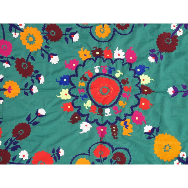Asian Late 20th Century Suzani Style Textile, Floral Earthy Tone, Colorful and Vibrant For Sale - Image 3 of 5