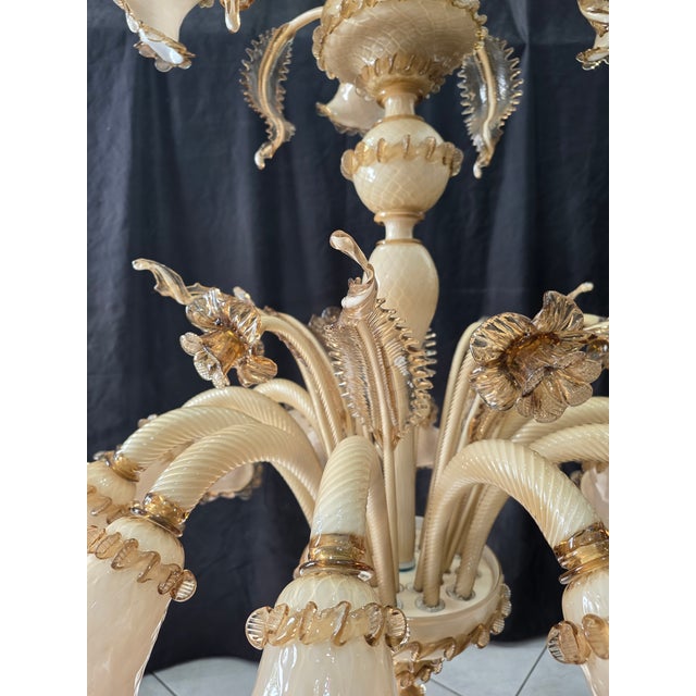 Gold Vintage Murano Chandelier, 1980s For Sale - Image 8 of 14
