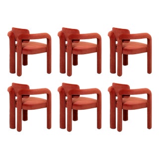 Double Arch Dining Chairs in Crimson Red Cotton Velvet from Insidherland, Set of 6 For Sale