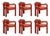 Double Arch Dining Chairs in Crimson Red Cotton Velvet from Insidherland, Set of 6 For Sale