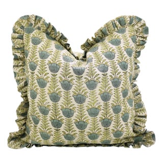 Decorative Frill Cushion Cover Soft Fabric Ruffle Pillow for Home Décor- 14x36 Lotus For Sale