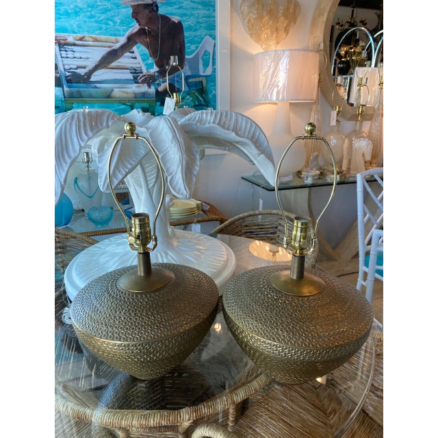 Vintage Mid Century Modern Pair Brass Table Lamps Newly Wired & Hardware -A Pair For Sale - Image 4 of 13