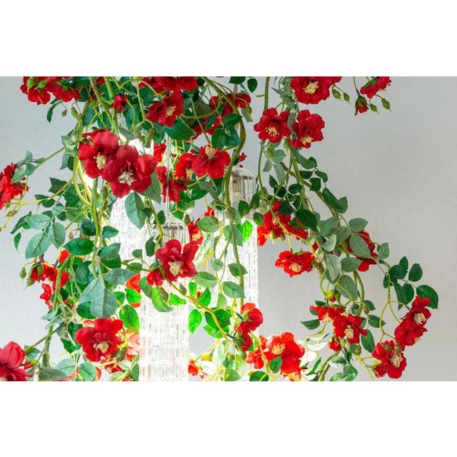 Small Round Flower Power Wild Red Roses Chandelier from VGnewtrend, Italy For Sale - Image 9 of 11