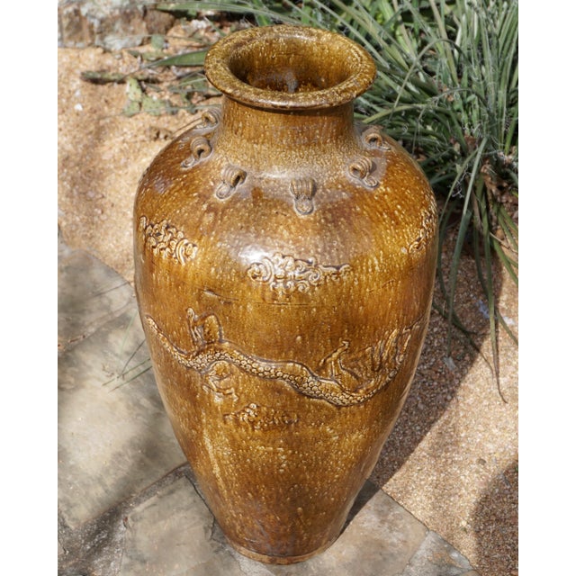 Large Chinese Martaban Ming Dynasty Stoneware Storage Vase For Sale - Image 5 of 8