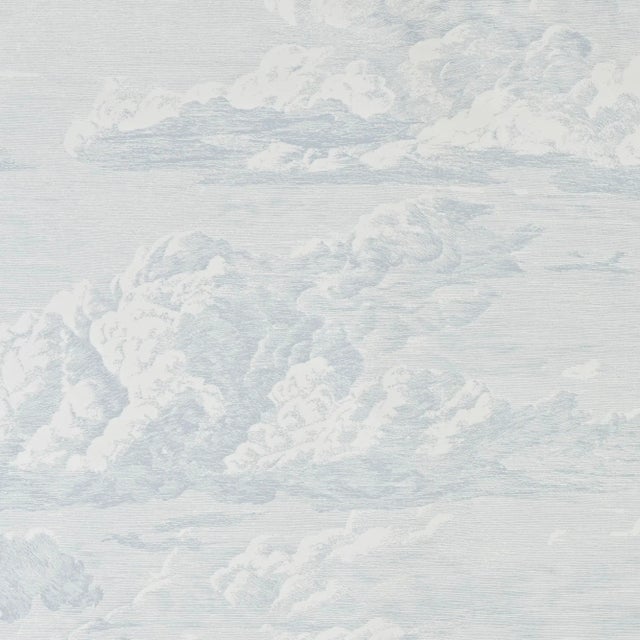 Contemporary Sample - Schumacher Cloud Toile Wallpaper in Mineral For Sale - Image 3 of 4