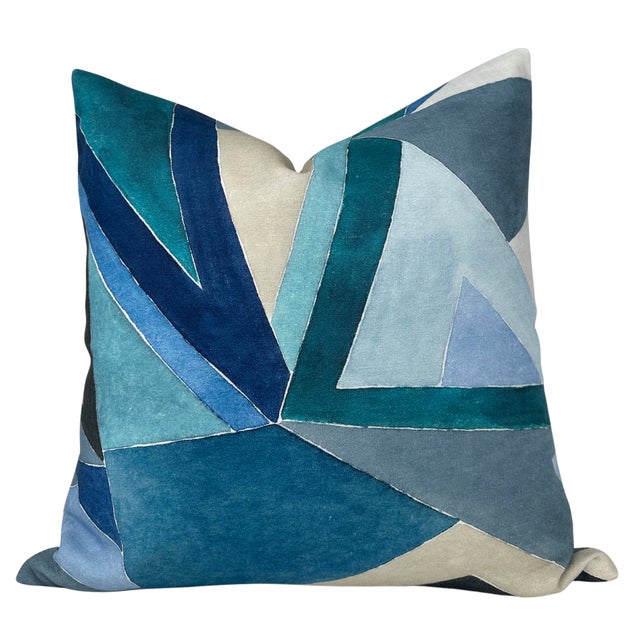 Roulade Pillow Cover in Blue, 22x22 Pillow For Sale - Image 4 of 5