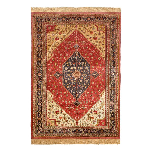 Pasargad DC Double-Sided Hand-Knotted Silk Quchan Rug For Sale - Image 4 of 7