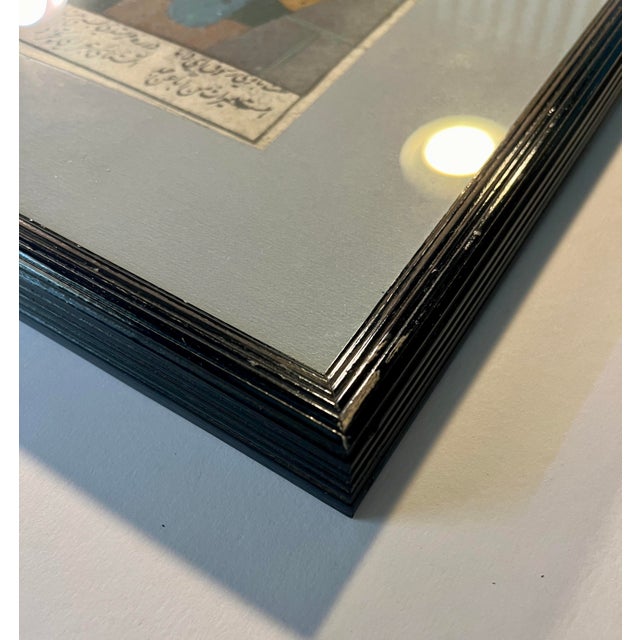 19th Century Original Antique Persian Miniature Painting & Calligraphy Framed For Sale - Image 4 of 8