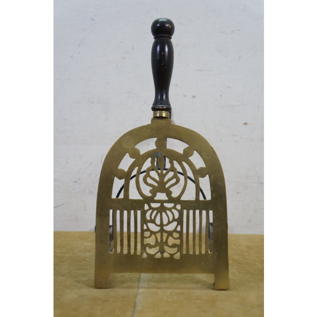 Antique Brass Wrought Iron Fireplace Heatheware Kettle Stand Trivet Penny Foot 14" For Sale - Image 13 of 13