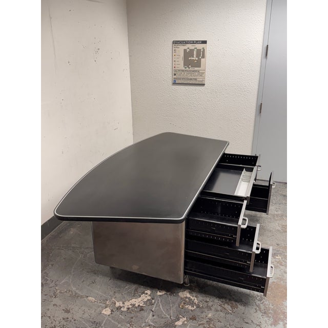 Mid 20th Century All Steel Equipment Tanker Desk For Sale - Image 10 of 12