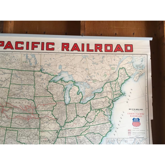 Vintage Antique Official Railroad Map United States 43”x62” Union Pacific Wear For Sale - Image 6 of 6