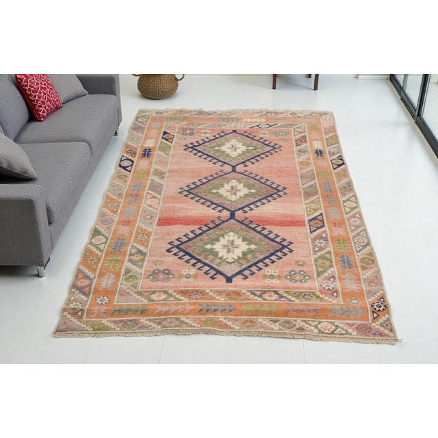 Modern Design Faded Wool Nomadic Carpet For Sale - Image 10 of 10
