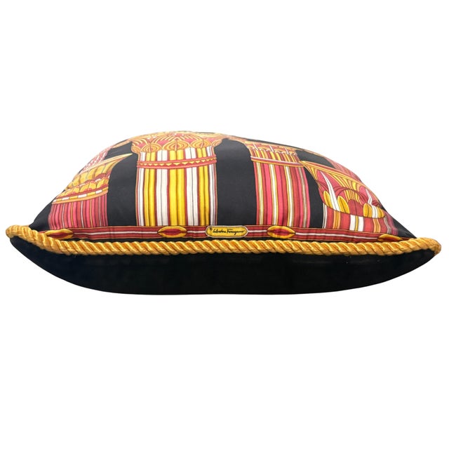 Vintage Salvatore Ferragamo Silk Leopard & Egyptian Motif Pillow For Sale In Charlotte - Image 6 of 7