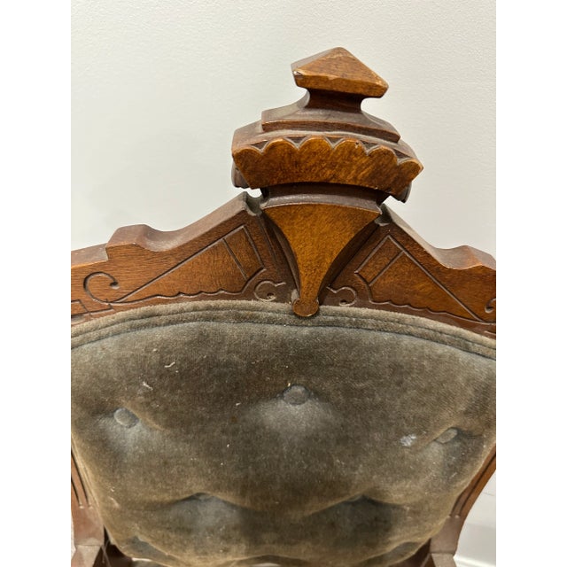 Wood 19th Century Eastlake Victorian Chairs in Velvet - Set of 2 For Sale - Image 7 of 12