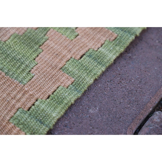Red 1960s Southwestern Style Hand Knotted Geometric Design Oushak Kilim Runner Rug For Sale - Image 8 of 11