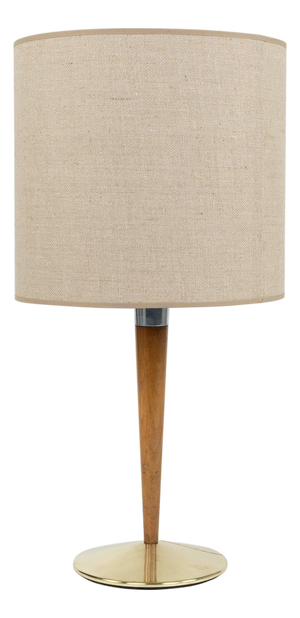 Mid-Century Mod. A/1 Table Lamp in Brass, Wood & Fabric from Sciolari, Italy, 1960s