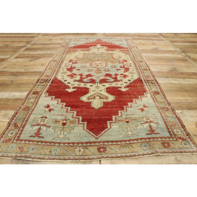 Red Vintage Turkish Oushak Rug, 04'02 X 08'07 For Sale - Image 8 of 10