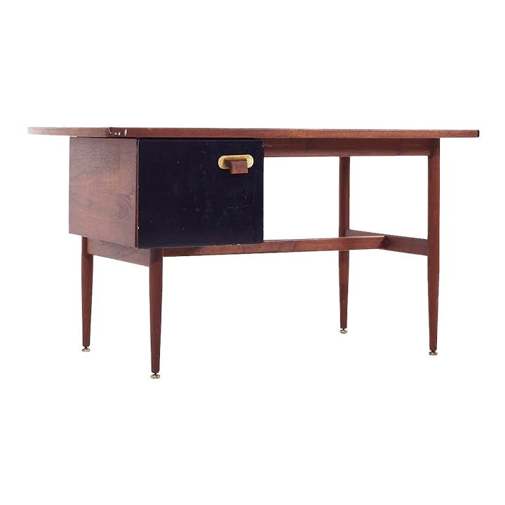 Jens Risom Mid Century Walnut Desk | Chairish